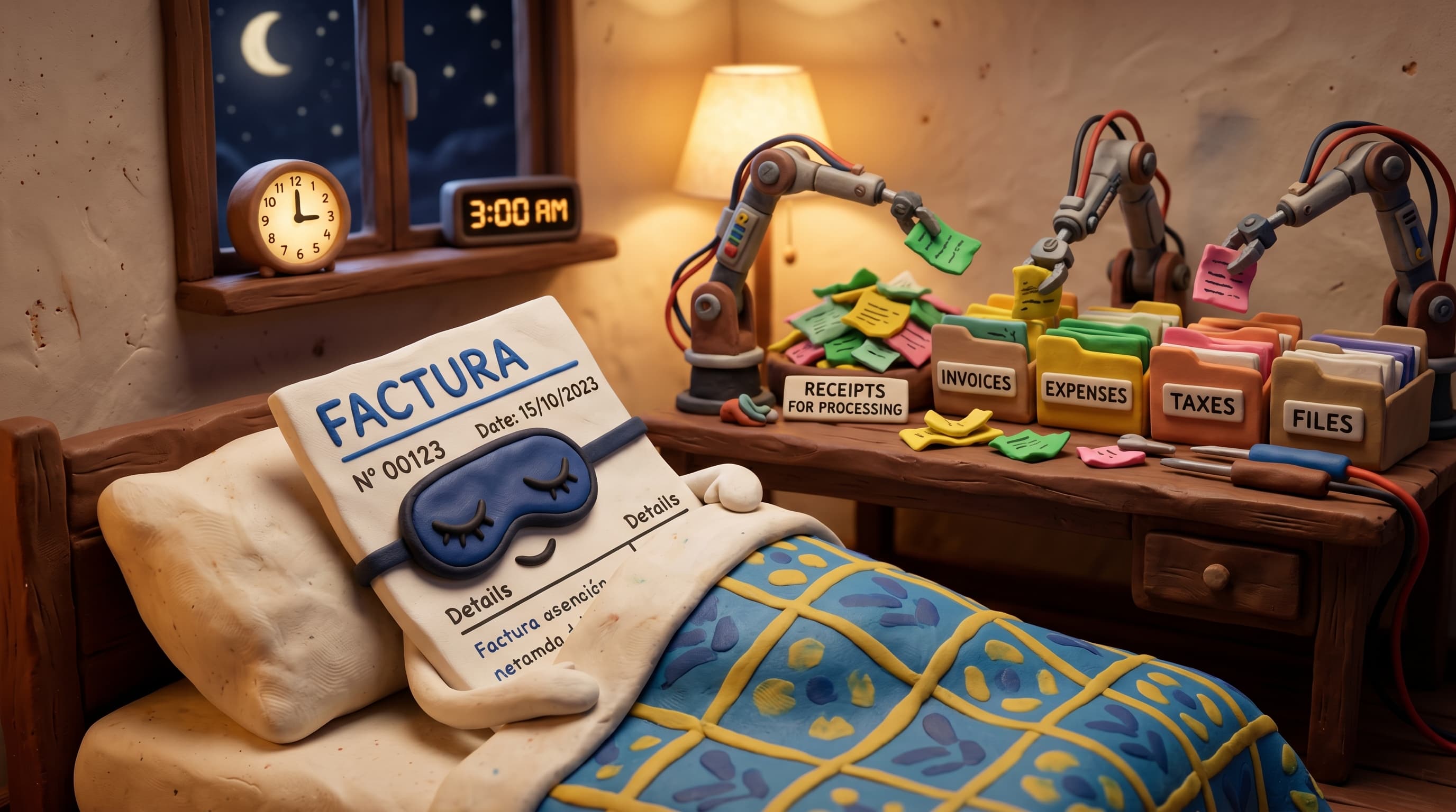 Facturito durmiendo plácidamente mientras trabaja la automatización